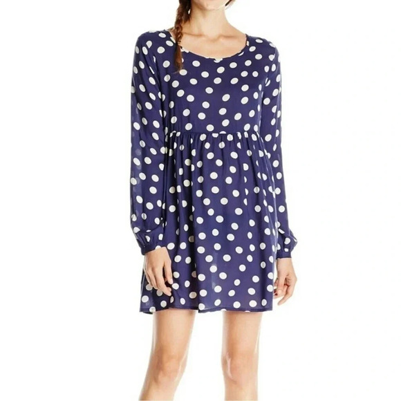 Roxy | Sun Empire Dress Navy & White Polka Dot Coastal Beach Size M Medium - Picture 5 of 5